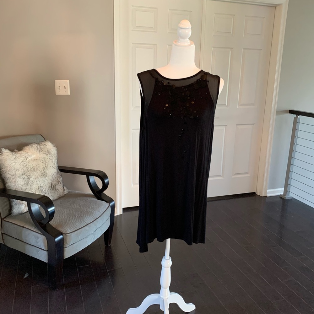 Olivia Sky Black Mesh Sequin Sleeveless Mini Dress - Picture 2 of 4